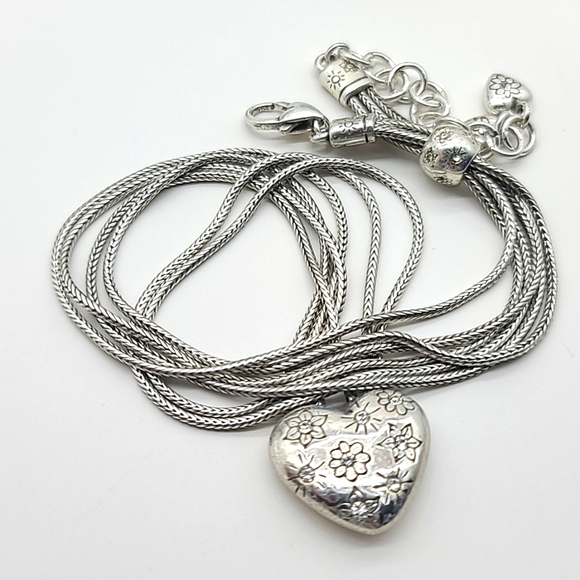 Brighton "Stellar Heart" Multi-Chain Heart Charm Necklace w Crystal Details! - Picture 9 of 10